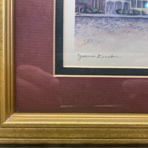 Vintage framed 8 x 10 print Rainbow Row Charleston, SC. Signed by Jeanie Drucker - Picture 11 of 13